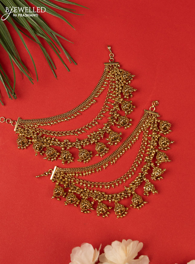 Antique mattal with triple layer and golden beads hanging