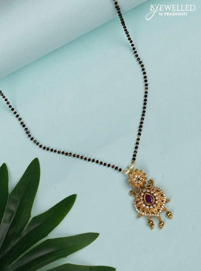 Mangalsutra with kemp & cz stones