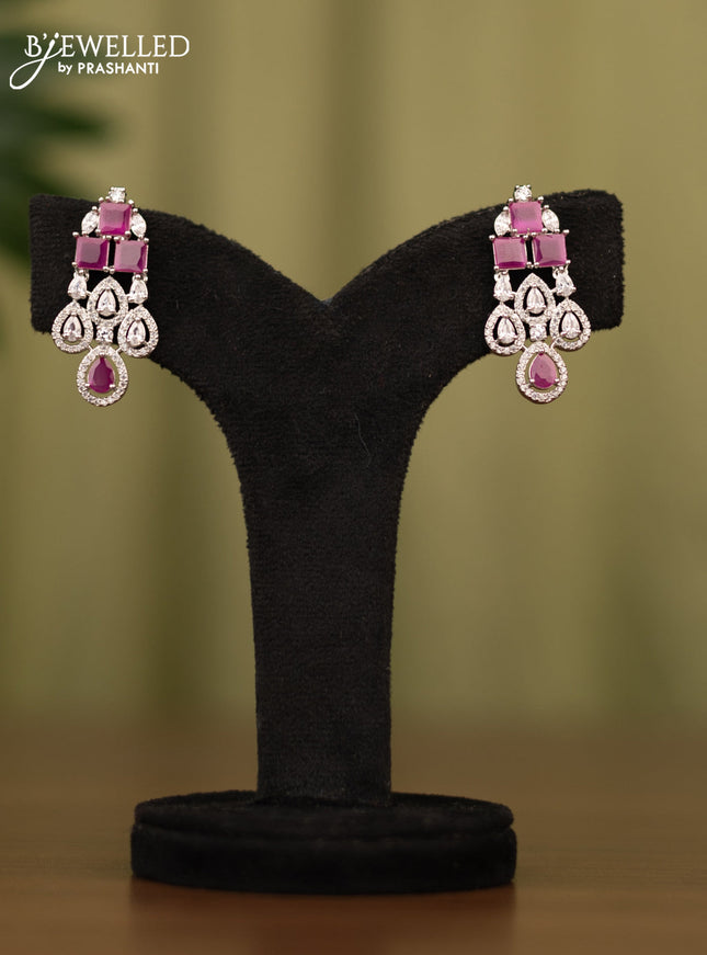 Zircon earrings with ruby and cz stones
