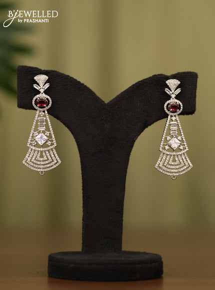 Zircon earrings with ruby and cz stones