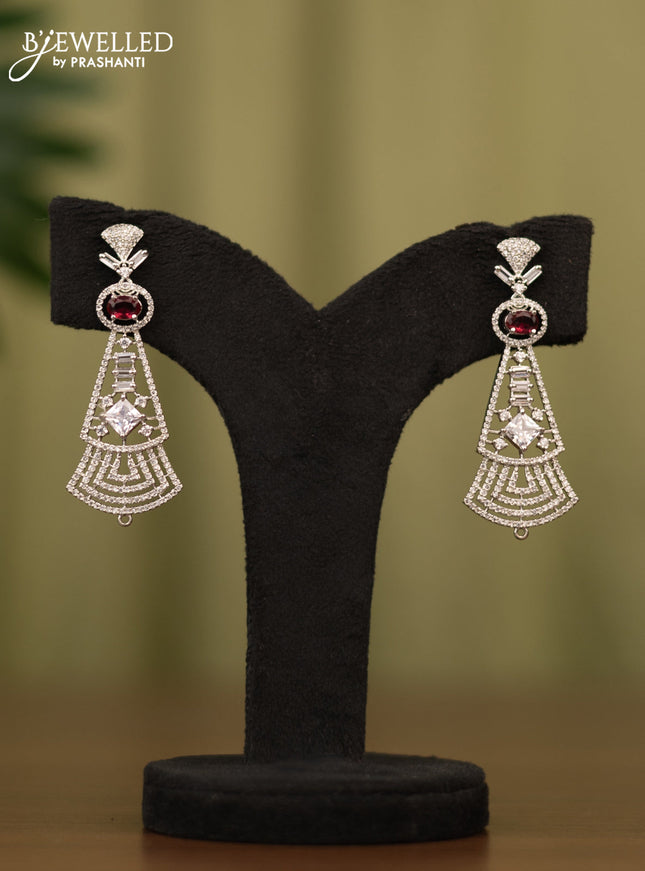 Zircon earrings with ruby and cz stones