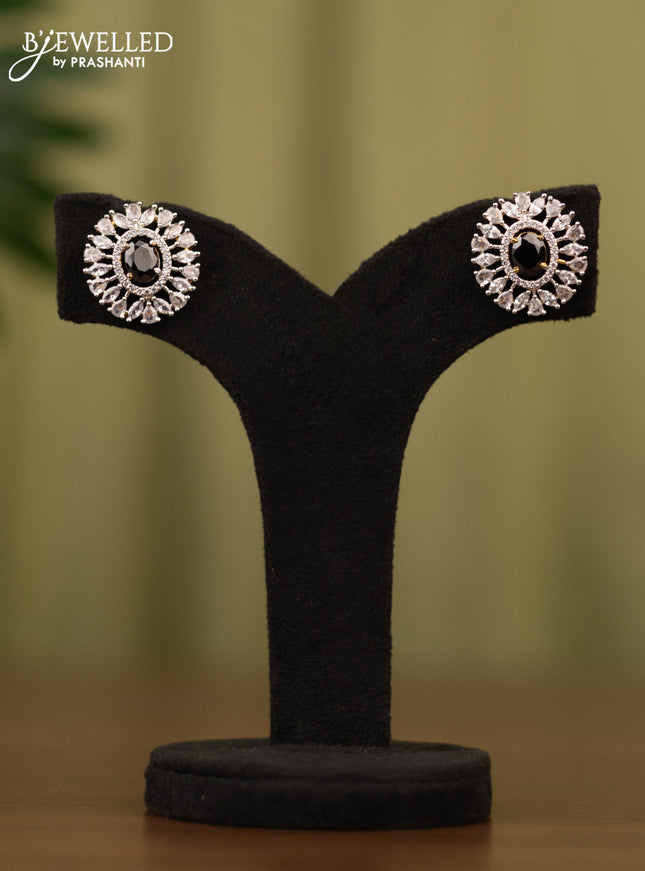Zircon earrings with black and cz stones in gold finish