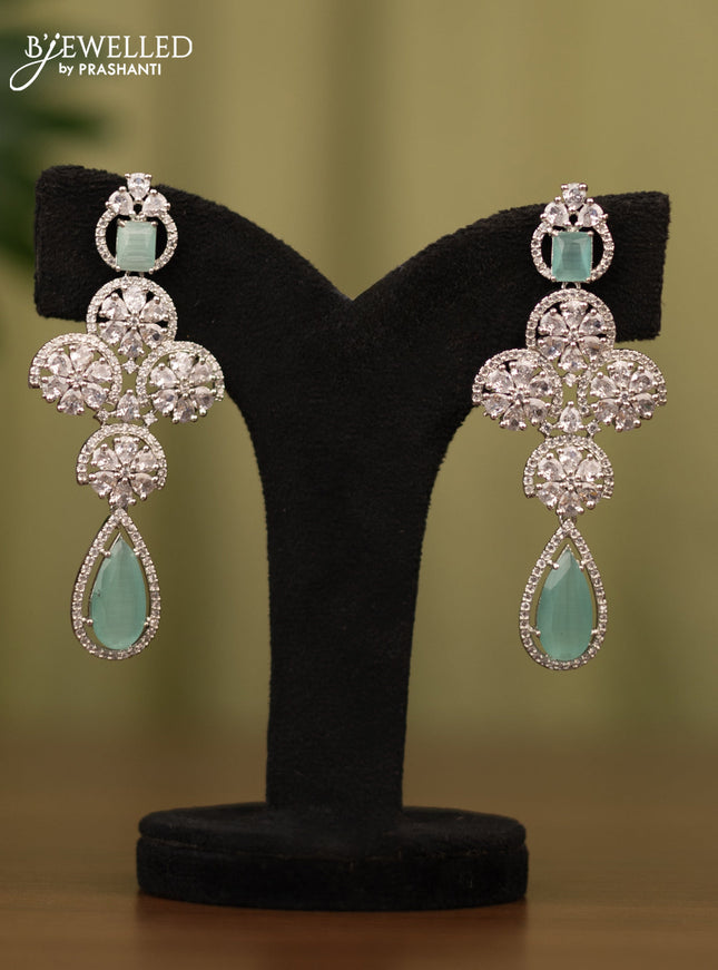 Zircon earrings with mint green and cz stones