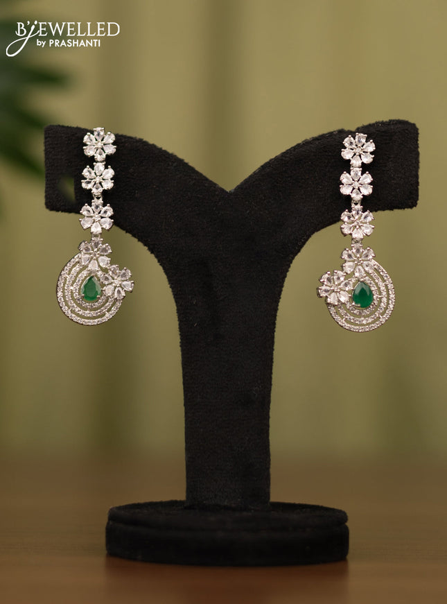 Zircon earrings with emerald and cz stones