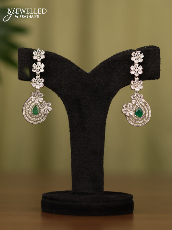 Zircon earrings with emerald and cz stones