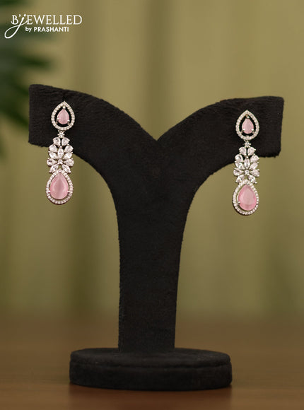 Zircon earrings with baby pink and cz stones