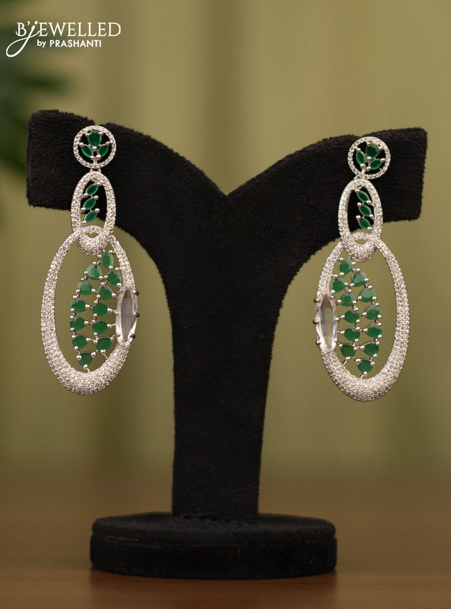 Zircon earrings with emerald andcz stones