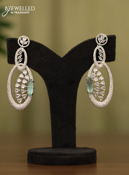 Zircon earrings with mint green and cz stones
