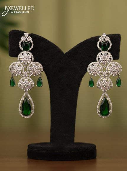 Zircon earrings with emerald & cz stones and hangings