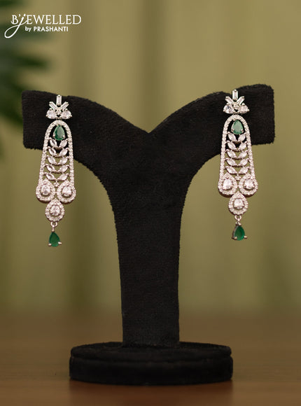 Zircon earrings with emerald & cz stones