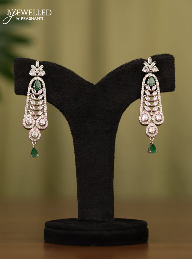Zircon earrings with emerald & cz stones