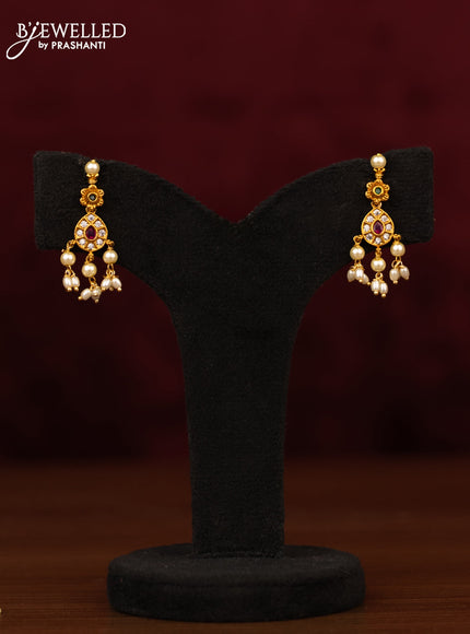 Antique guttapusalu necklace with kemp & cz stones and pearl hangings