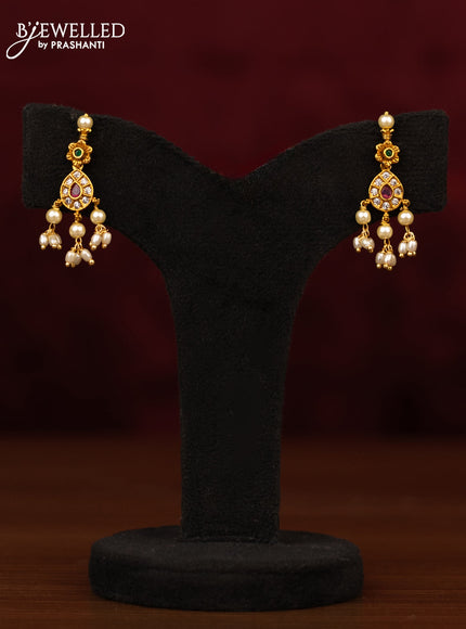 Antique guttapusalu necklace with kemp & cz stones and pearl hangings