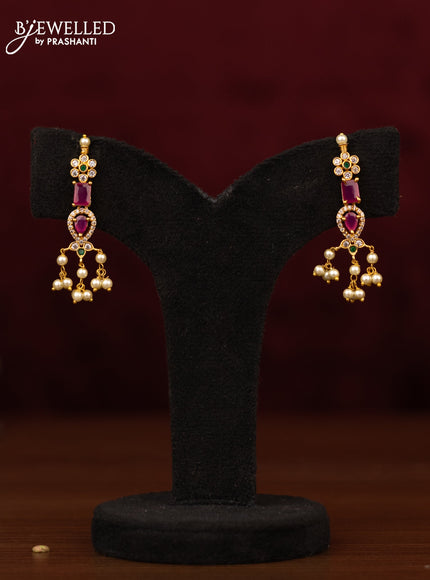 Antique guttapusalu necklace with kemp & cz stones and pearl hangings