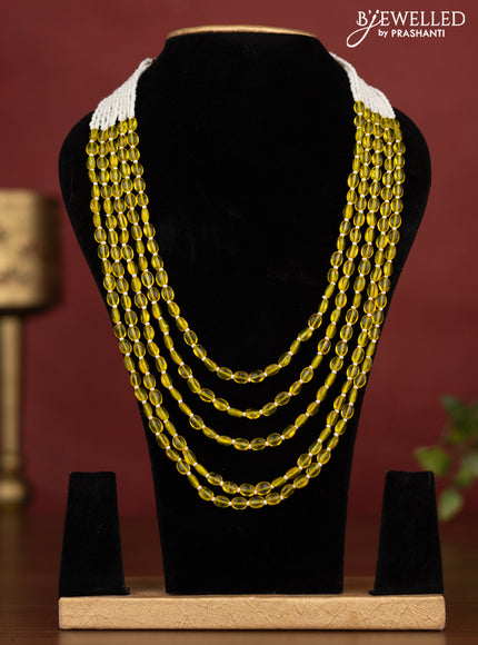 Jaipur multilayer with yellow beaded necklace without earrings