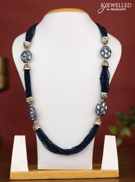 Jaipur crystal beaded multilayer with blue stone necklace without earrings