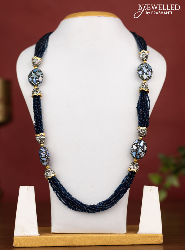 Jaipur crystal beaded multilayer with blue stone necklace without earrings
