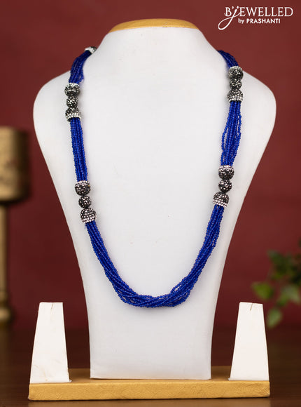 Jaipur crystal beaded multilayer with navy blue stone necklace without earrings