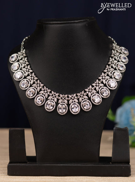 Zircon necklace floral design with cz stone without earrings