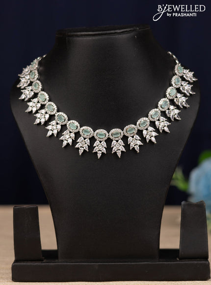 Zircon necklace with mint green and cz stone without earrings