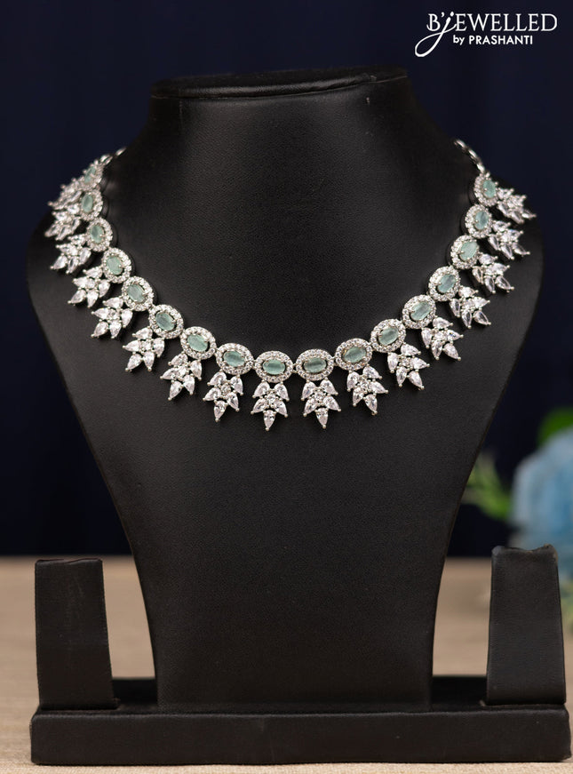 Zircon necklace with mint green and cz stone without earrings
