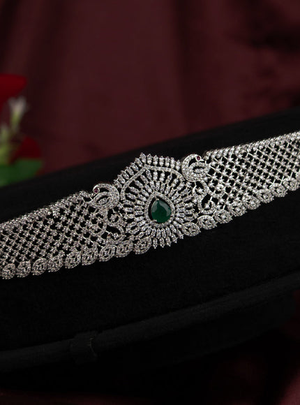 Zircon hip chain peacock design with ruby & cz stones