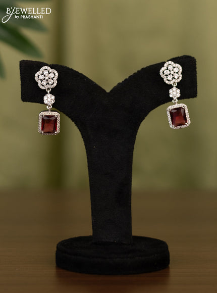 Zircon earring floral design with ruby and cz stones