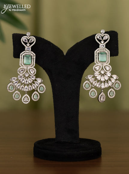 Zircon earrings with mint green and cz stones