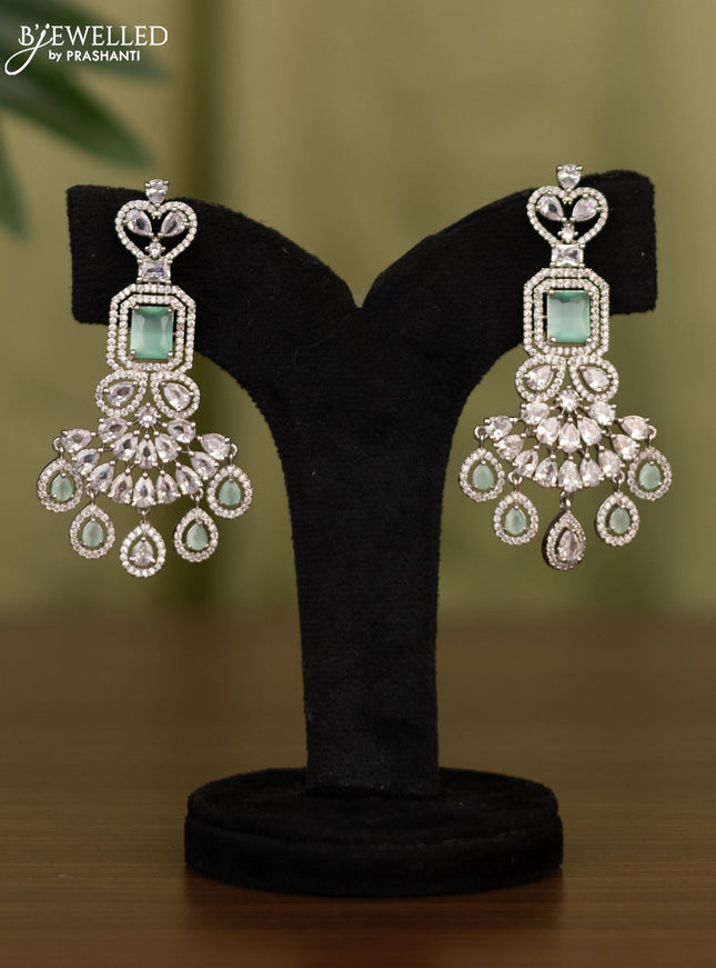 Zircon earrings with mint green and cz stones
