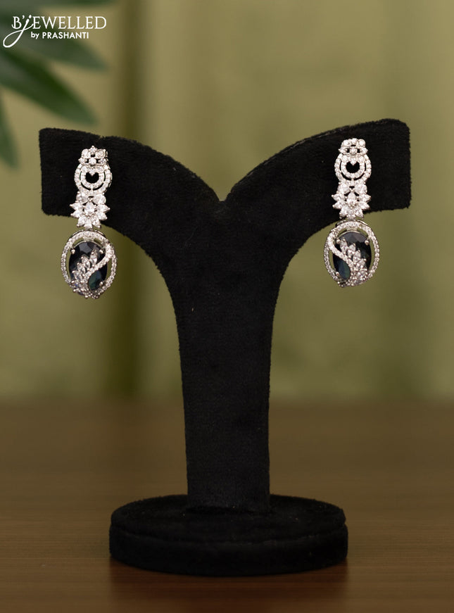 Zircon earrings with sapphire and cz stones