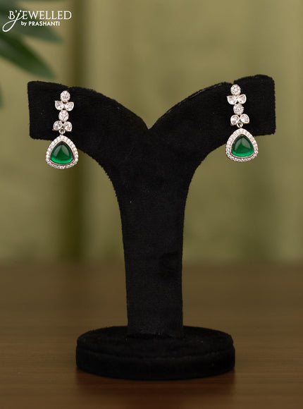 Zircon earrings with emerald and cz stones