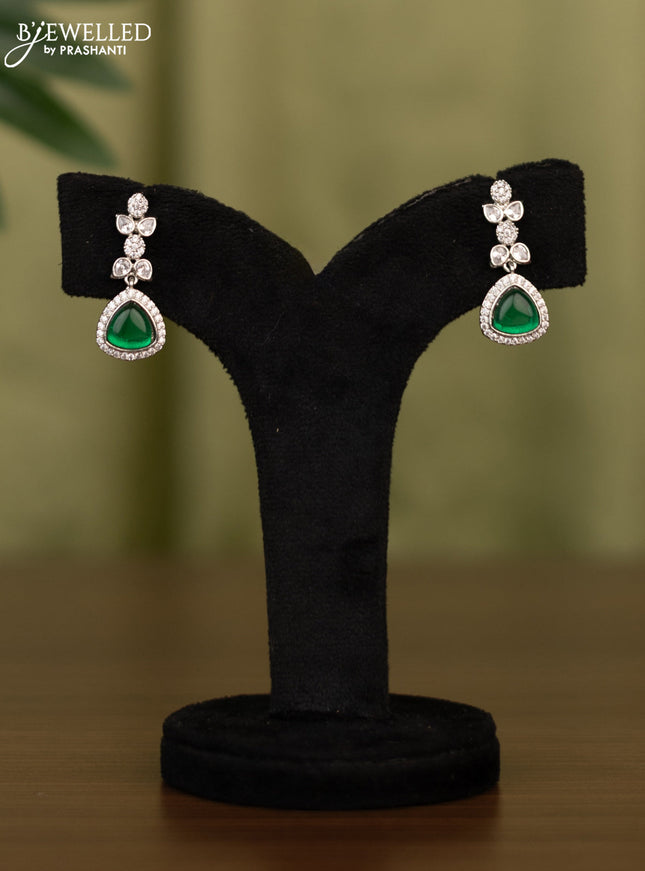 Zircon earrings with emerald and cz stones