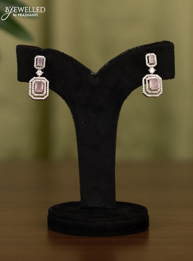 Zircon earrings with baby pink and cz stones