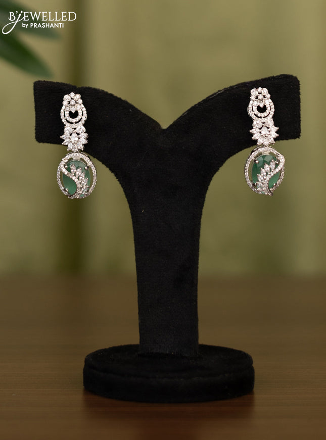 Zircon earrings with mint green and cz stones