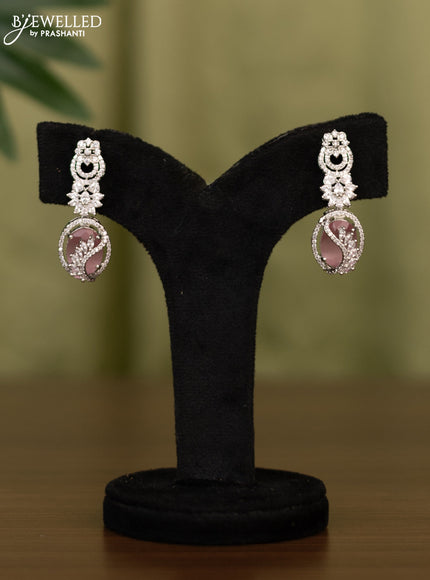 Zircon earrings with baby pink and cz stones
