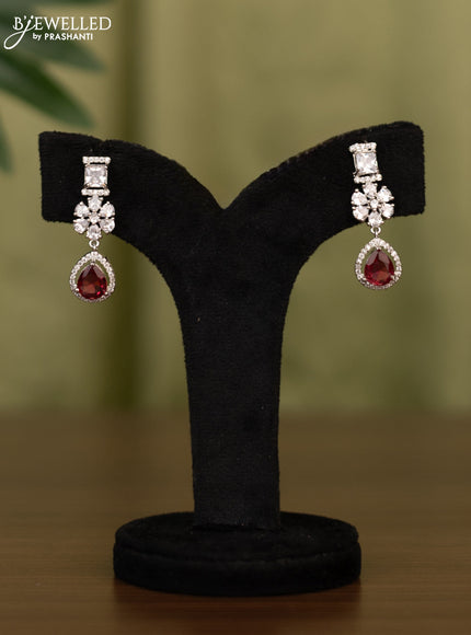 Zircon earring floral design with ruby and cz stones