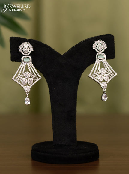Zircon earrings with mint green and cz stones