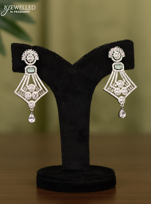 Zircon earrings with mint green and cz stones