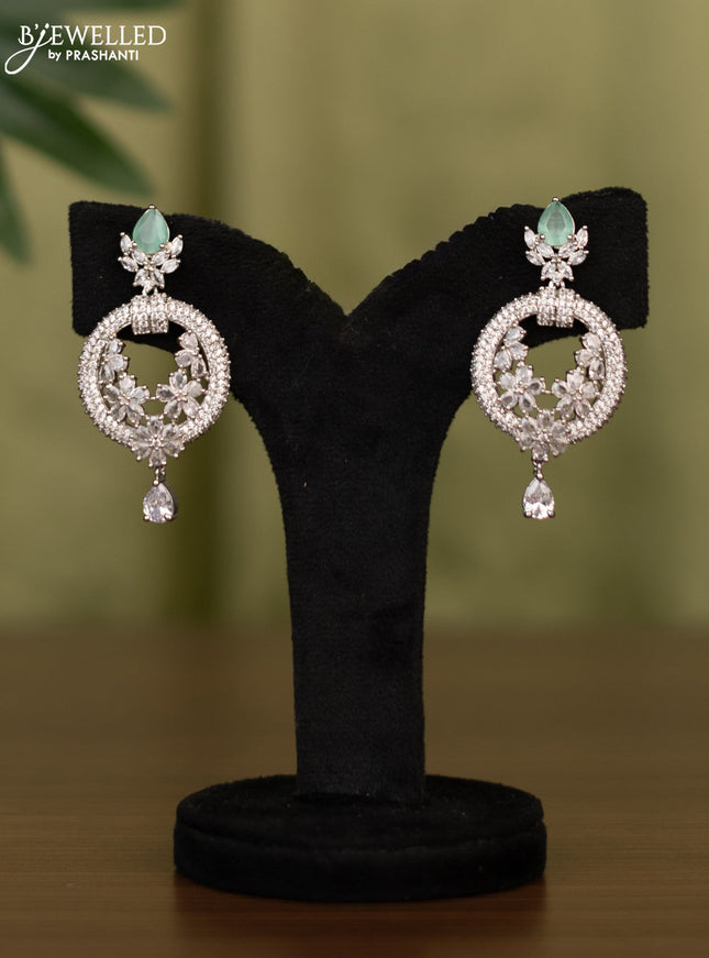 Zircon earrings with mint green and cz stones