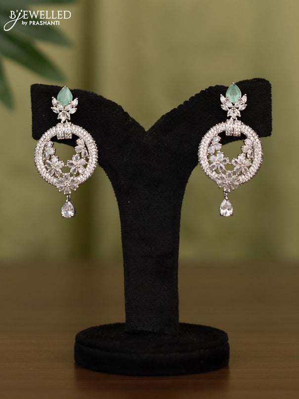 Zircon earrings with mint green and cz stones