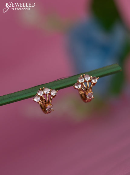Rose gold hanging type earrings with cz stones