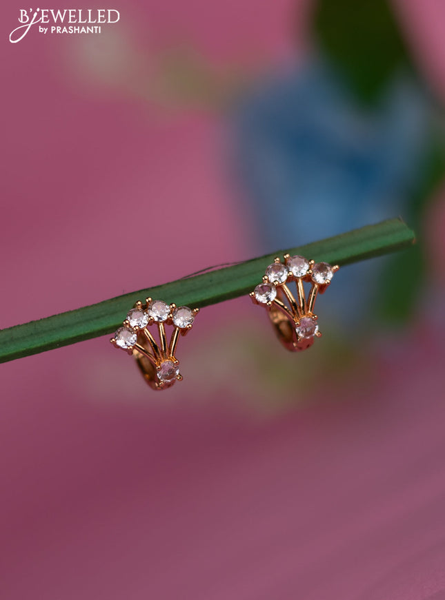 Rose gold hanging type earrings with cz stones