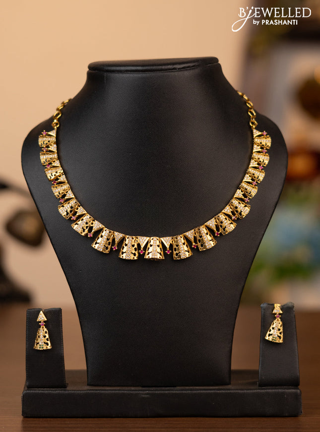 Antique necklace simple design with cz stones