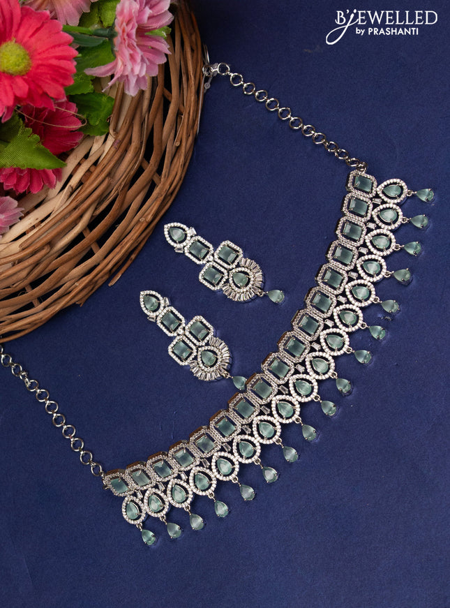 Zircon choker with mint green & cz stones and hangings