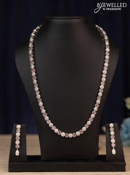 Zircon haaram with baby pink & cz stones