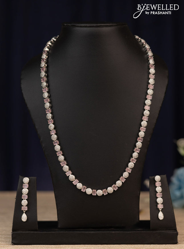 Zircon haaram with baby pink & cz stones