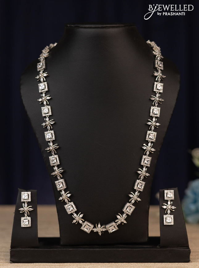 Zircon haaram floral design with cz stones