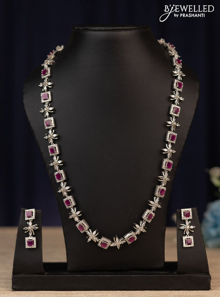 Zircon haaram floral design with ruby & cz stones