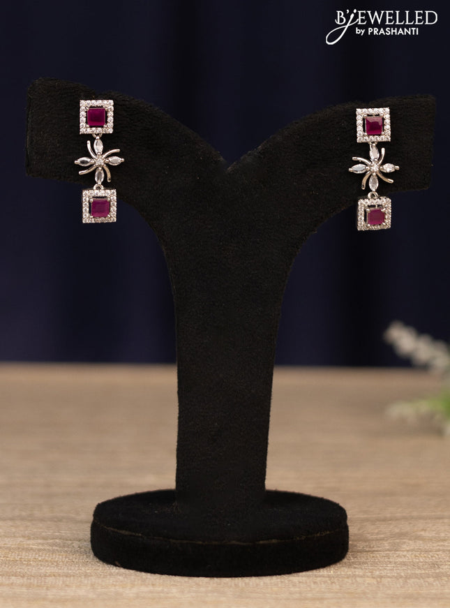 Zircon haaram floral design with ruby & cz stones