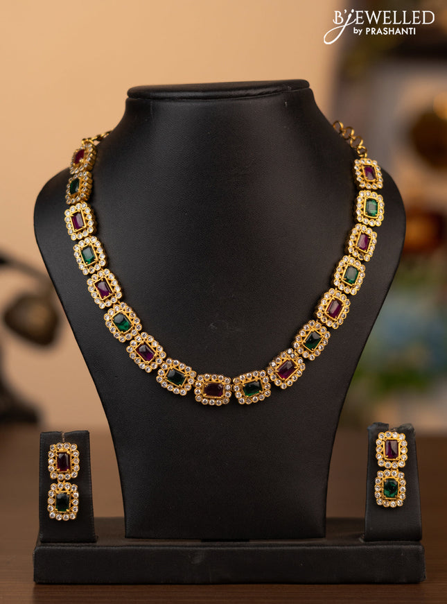 Antique necklace with kemp and cz stones